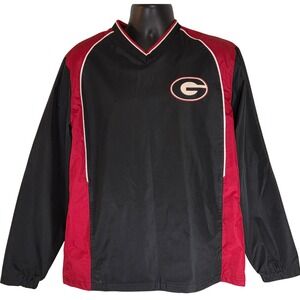 Augusta Sportswear Georgia Bulldogs Pullover Black Red Windbreaker Jacket Mens M